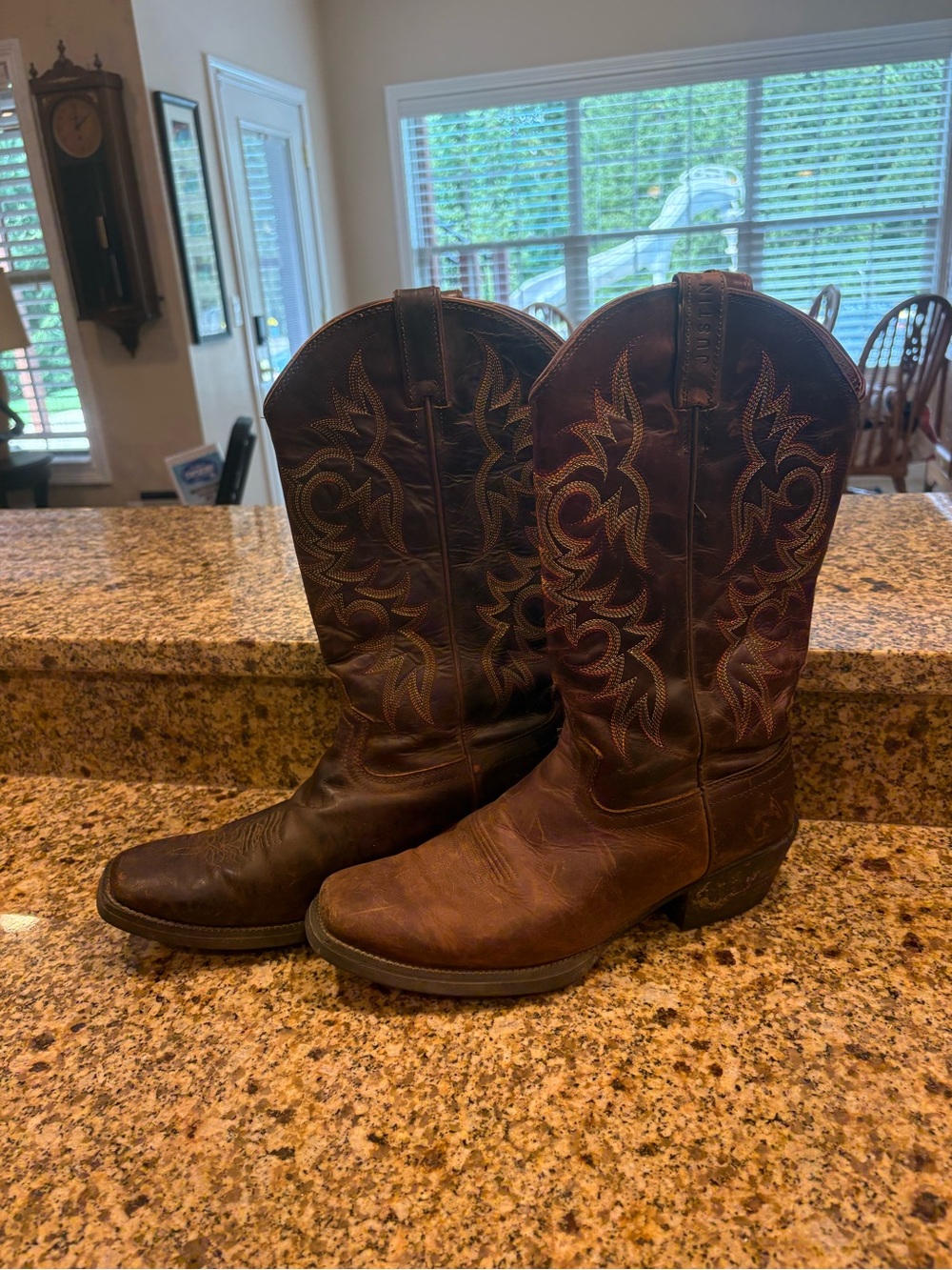 Justin Mens Stampede Western Boots Quint Brown Leather 10 D